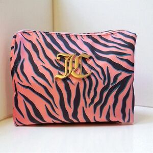 Juicy Couture Pink Zebra Stripe Cosmetic Travel Bag Pouch Organizer FLAWED